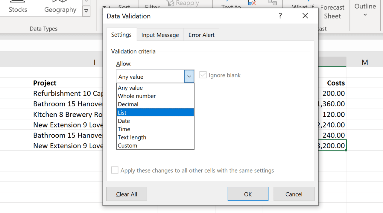 Time tracking in Excel Project Hours