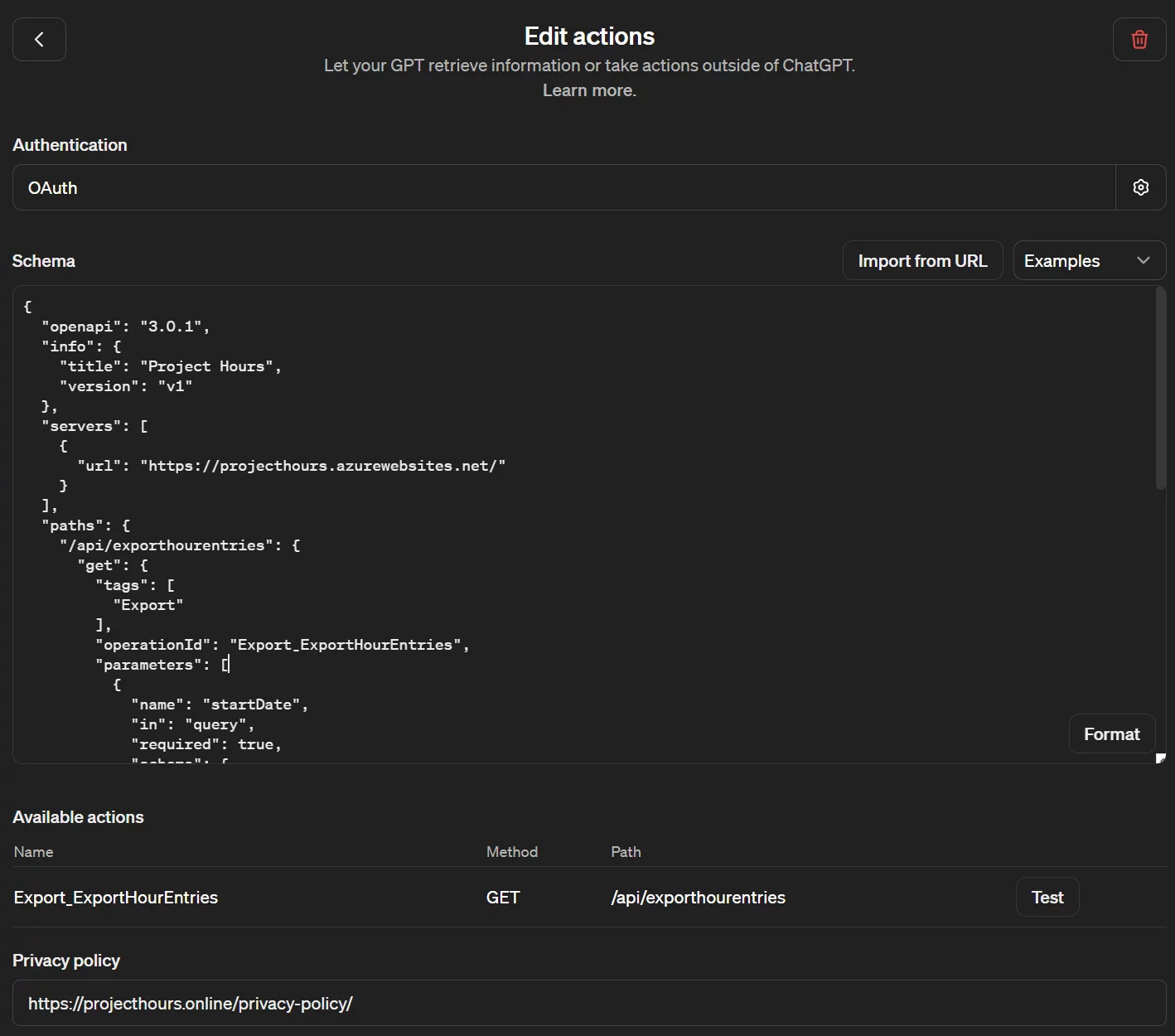 Define a custom chat GPT action Define custom chat GPT action